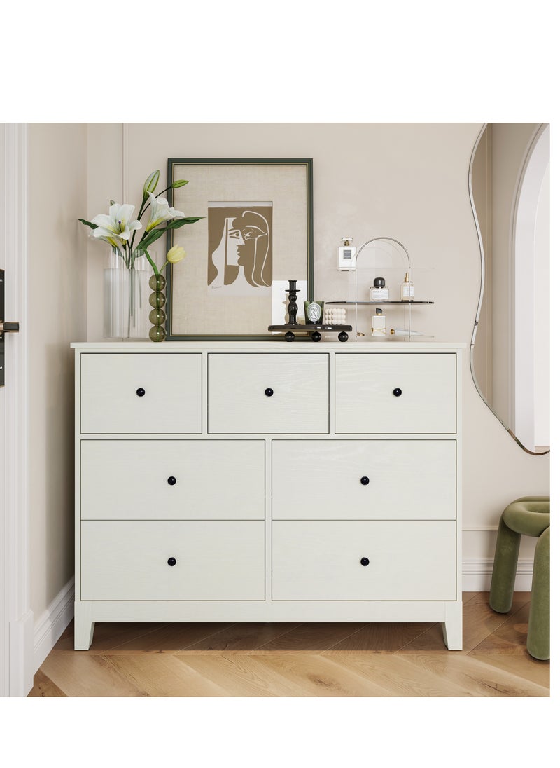 LINSY  -  Wood Dresser closet With 7 Drawers , Dressers Organizer for Bed Room Living Room, Kids Room, Nursery, Hallway, White Color, size 114.2L*41.1W*89.5H cm - pzsku/Z394409CB0741D125EF1EZ/45/_/1709450879/6eff1353-67f6-47c4-94e3-43da95dbc9da