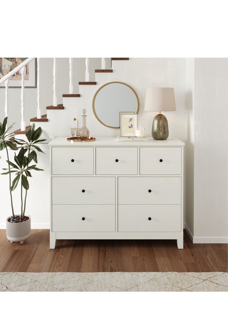 LINSY  -  Wood Dresser closet With 7 Drawers , Dressers Organizer for Bed Room Living Room, Kids Room, Nursery, Hallway, White Color, size 114.2L*41.1W*89.5H cm - pzsku/Z394409CB0741D125EF1EZ/45/_/1709450980/b741c8ab-565f-4f53-96b9-c542803db625