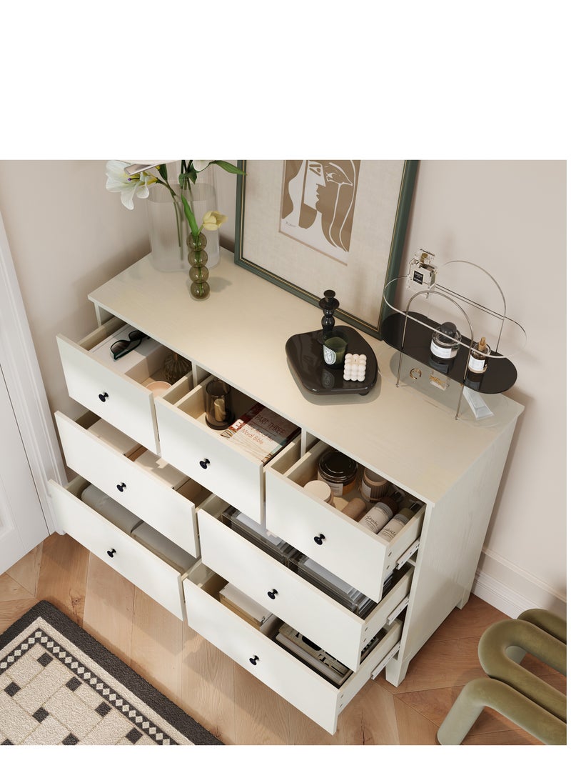 LINSY  -  Wood Dresser closet With 7 Drawers , Dressers Organizer for Bed Room Living Room, Kids Room, Nursery, Hallway, White Color, size 114.2L*41.1W*89.5H cm - pzsku/Z394409CB0741D125EF1EZ/45/_/1709451020/405f1cde-3a85-41bc-aba6-e38fa390d2a8