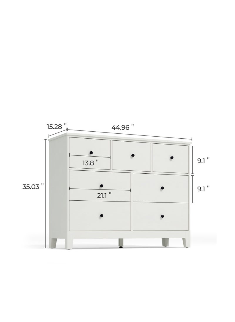 LINSY  -  Wood Dresser closet With 7 Drawers , Dressers Organizer for Bed Room Living Room, Kids Room, Nursery, Hallway, White Color, size 114.2L*41.1W*89.5H cm - pzsku/Z394409CB0741D125EF1EZ/45/_/1709451151/1b8709ea-8d23-416a-a9af-f9c94c075dc8