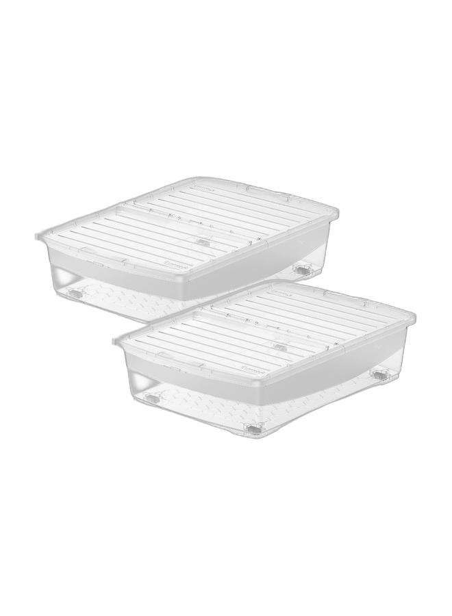 Cosmoplast صندوق تخزين بلاستيكي بسعة 45 لتر تحت السرير مع عجلات وغطاء قابل للقفل شفاف (عبوة من 2) - Image 1