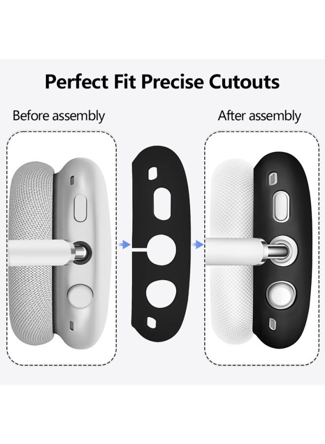 Suitable For Airpodsmax Silicone Cover Headset Protective Cover For Apple Airpodsmax Earphone Case-Color:Silicone*silver White 3-piece Set (headband Cover*1+shell Cover*1 Pair+ear Cushion Cover*1 Pair)-Applicable Models:Universal For Airpods Max 1/2 Generation