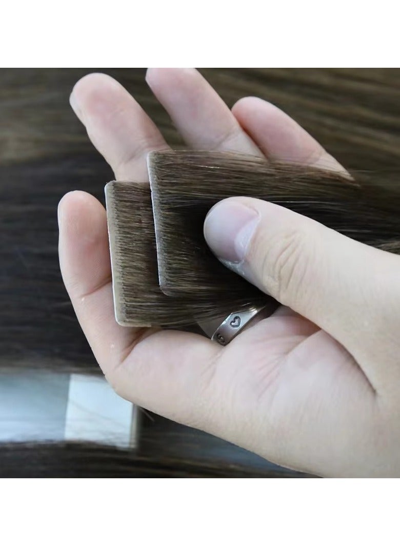 إستيل وصلات شعر بشريط لاصق غير مرئي بدون درزات من شعر ريمي طبيعي بالكامل، حريري مستقيم، وصلات شعر طبيعية محقونة بنسيج جلدي مزدوج الجوانب - Image 2