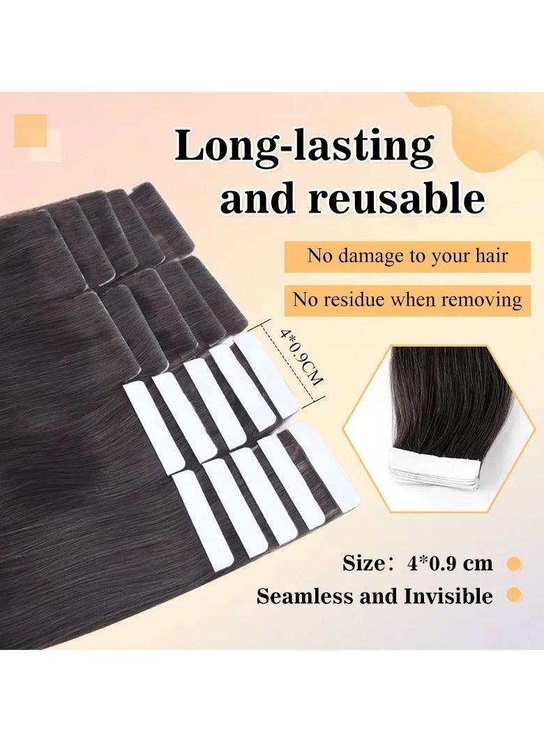 إستيل وصلات شعر بشريط لاصق غير مرئي بدون درزات من شعر ريمي طبيعي بالكامل، حريري مستقيم، وصلات شعر طبيعية محقونة بنسيج جلدي مزدوج الجوانب - Image 3
