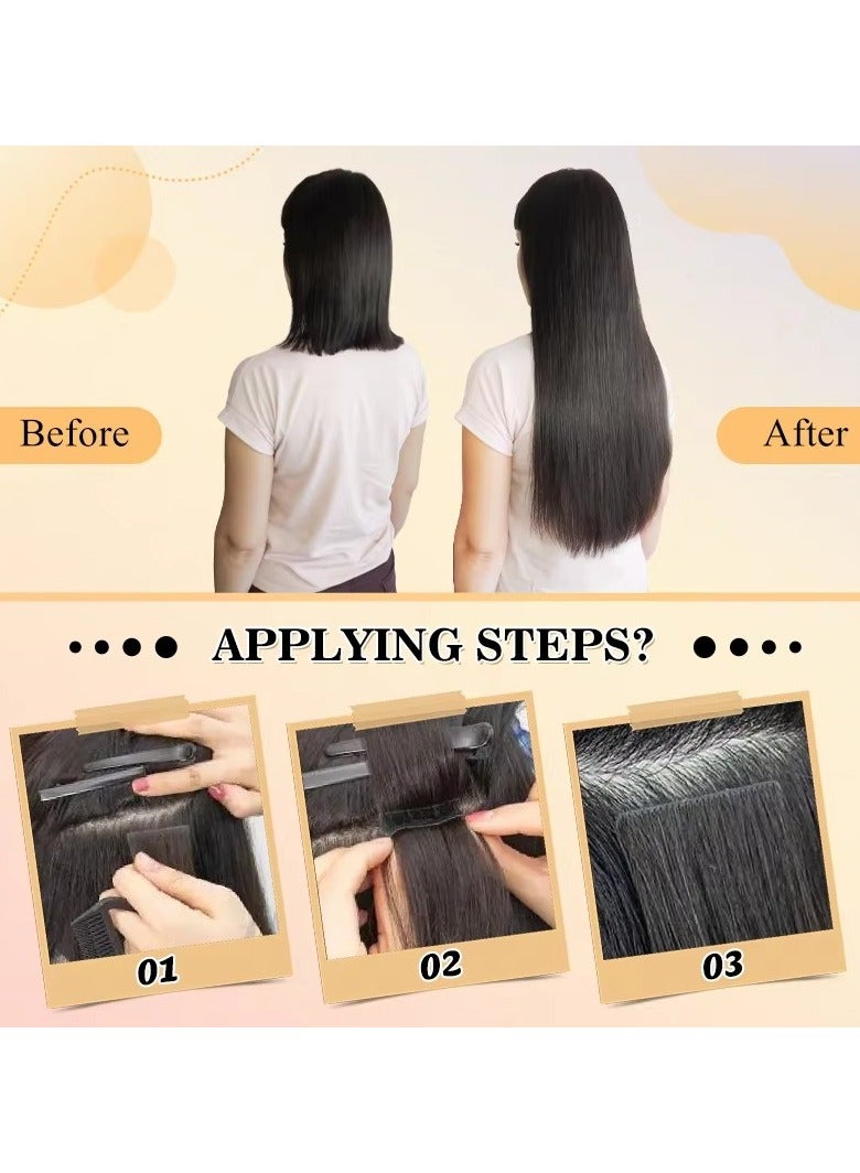 إستيل وصلات شعر بشريط لاصق غير مرئي بدون درزات من شعر ريمي طبيعي بالكامل، حريري مستقيم، وصلات شعر طبيعية محقونة بنسيج جلدي مزدوج الجوانب - Image 4