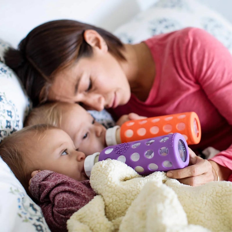 Lifefactory Glass Baby Bottles with Silicone Protection - 2-Pack, 9 oz Bottles, Kale - Image 5