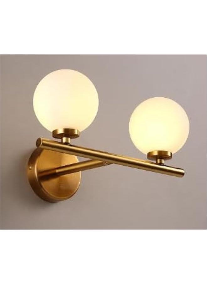 HOOKOR Mid-Century Wall Sconce Golden Wall Lamp with Glass Globe Shade, Double Lights Modern Wall Lamp for Bathroom Bedroom Living Room with G9 Bulb (2-Lights)  - Image 1