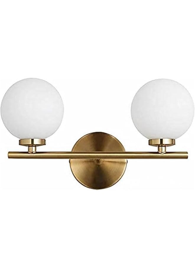 HOOKOR Mid-Century Wall Sconce Golden Wall Lamp with Glass Globe Shade, Double Lights Modern Wall Lamp for Bathroom Bedroom Living Room with G9 Bulb (2-Lights)  - Image 2