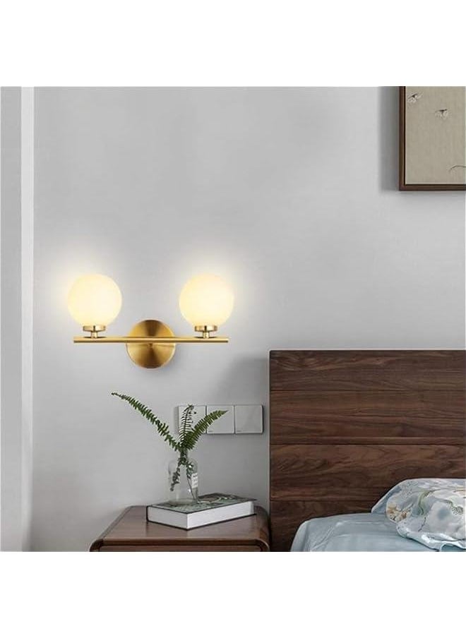 HOOKOR Mid-Century Wall Sconce Golden Wall Lamp with Glass Globe Shade, Double Lights Modern Wall Lamp for Bathroom Bedroom Living Room with G9 Bulb (2-Lights)  - Image 5