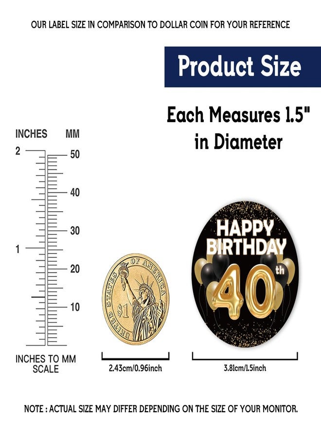 REWIDPARTY 1.5 Inch Round 40th Birthday Stickers（80 Pieces） Balloon Happy 40th Birthday Stickers 40th Birthday Party Favor Stickers Adhesive Party Stickers 40th Birthday Party Decorations Supplies - Image 2