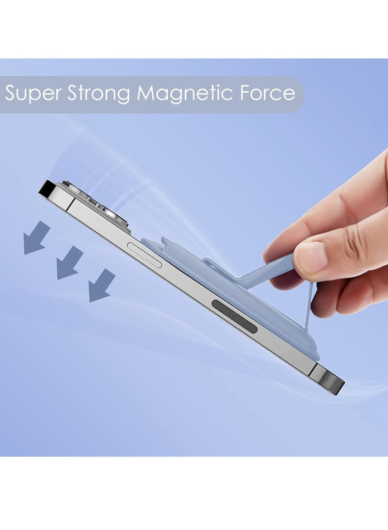 SYOSI for Magsafe Card Holder Leather Phone Wallet with Magnetic Stand Finger Grip Wallet for Apple Wallet MagSafe with Adjustable Magsafe Wallet Stand for iPhone 15 14 13 12 Sky Blue - Image 4