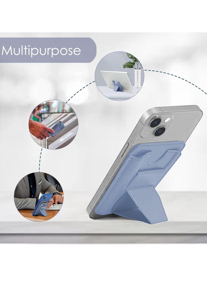 SYOSI for Magsafe Card Holder Leather Phone Wallet with Magnetic Stand Finger Grip Wallet for Apple Wallet MagSafe with Adjustable Magsafe Wallet Stand for iPhone 15 14 13 12 Sky Blue - Image 3