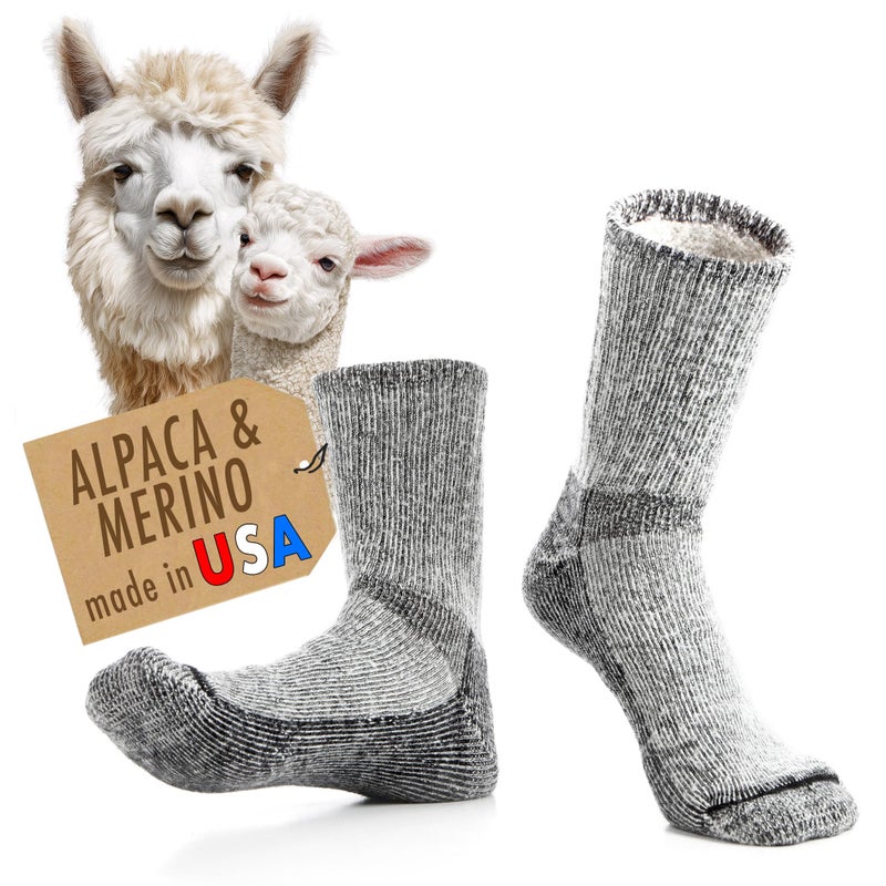 Desert Breeze Distributing Alpaca Merino Wool Crew Socks, Alpaca Wool Socks for Men & Women, Moisture Wicking, Cushioned Hiking Socks, Thick, Breathable Merino Wool, Made in USA, Anti-Blister, Cold Weather Use, Timberline MED - Image 1