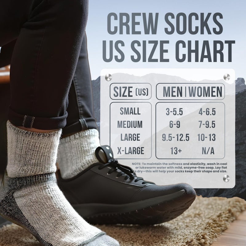 Desert Breeze Distributing Alpaca Merino Wool Crew Socks, Alpaca Wool Socks for Men & Women, Moisture Wicking, Cushioned Hiking Socks, Thick, Breathable Merino Wool, Made in USA, Anti-Blister, Cold Weather Use, Timberline MED - Image 2