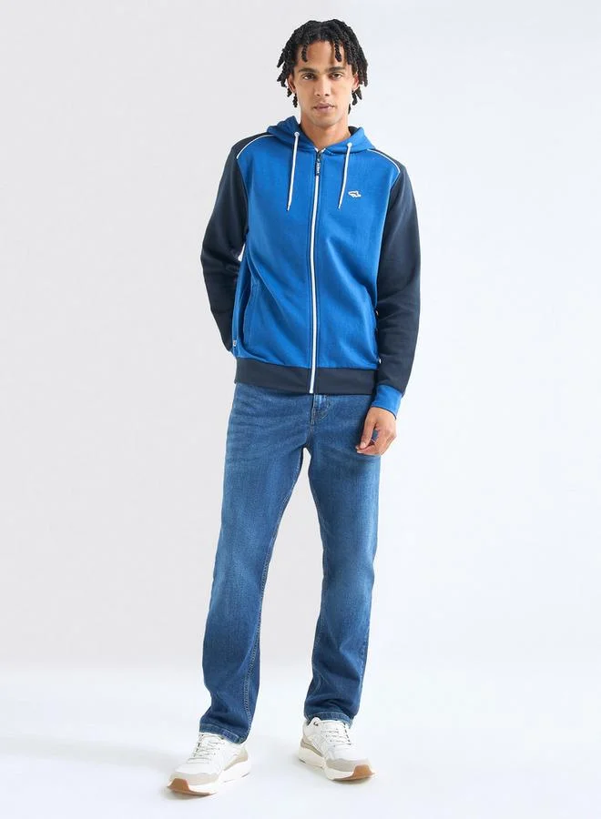 سبلاش فيڤ هودي بقوالب ملونة وأكمام طويلة وسحاب إغلاق