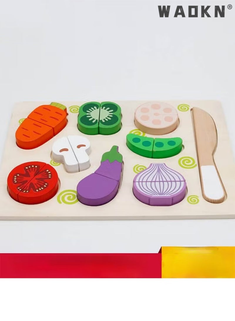 WAOKN Wooden Magnetic Puzzles, Early Education for Children, Sliceable Fruits and Vegetables, Kitchen games, Toys with Wooden Cutting Boards，Kids Food Cutting Toy Set Educational Kitchen Role Play Toys for Toddlers Kids Includes Cutting Board Knife Sliceable Fruits Vegetables for Aspiring Young Chefs Pretend Play - Image 5