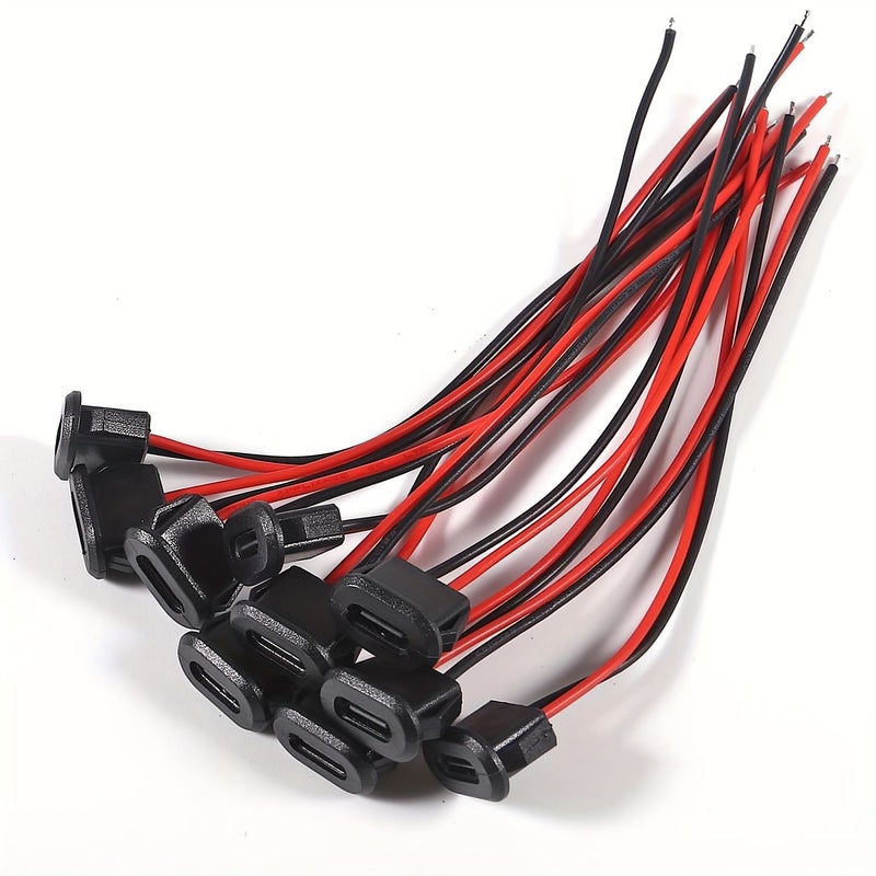 20 قطعة من كابل تمديد USB-C أنثى من نوع C إلى سلكين عاريين (2-Pin Bare Wire) - Image 1