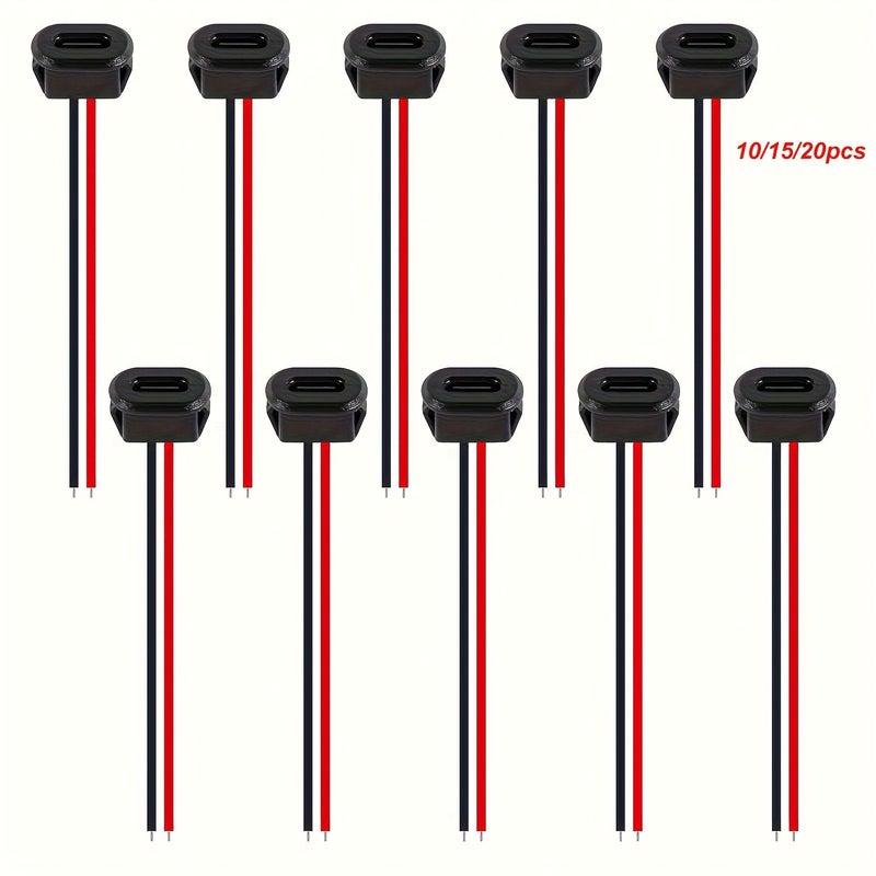 20 قطعة من كابل تمديد USB-C أنثى من نوع C إلى سلكين عاريين (2-Pin Bare Wire) - Image 3