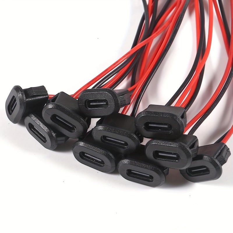 20 قطعة من كابل تمديد USB-C أنثى من نوع C إلى سلكين عاريين (2-Pin Bare Wire) - Image 5