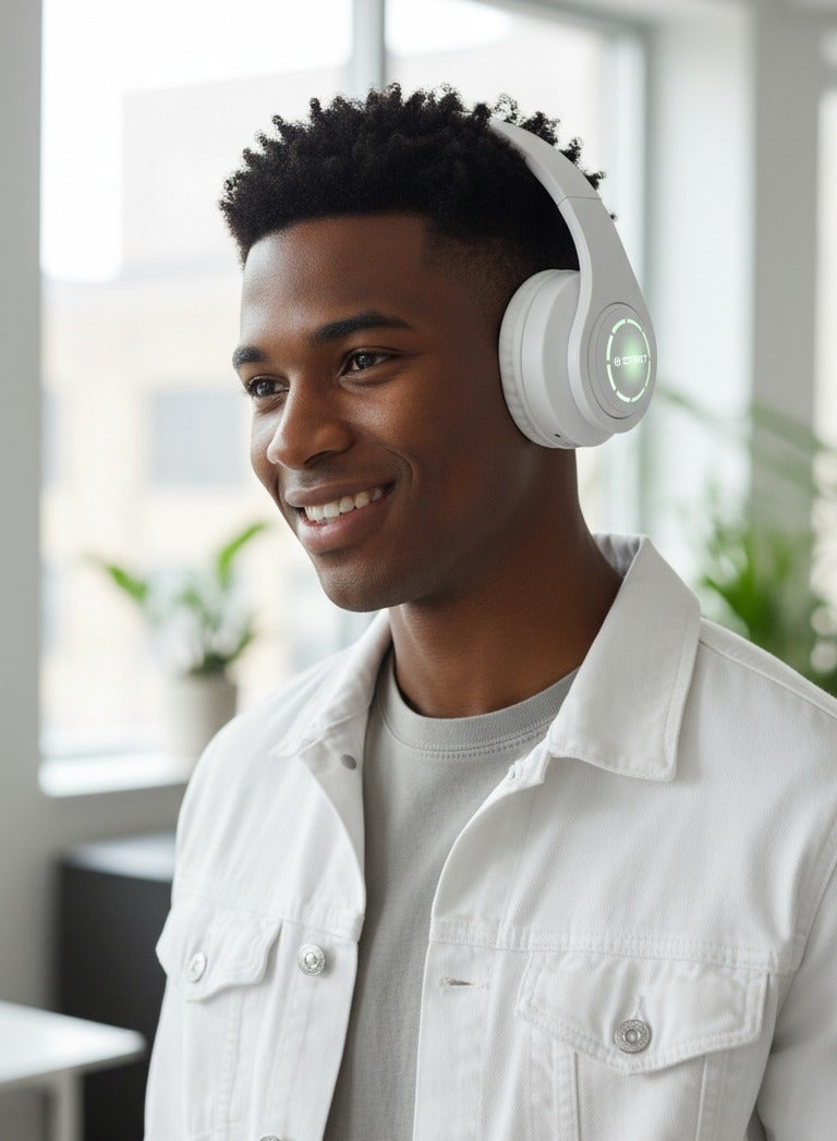 Start LED Stereo Wireless Over-Ear ST-A50 Headphone Headset With Mic Support SD Card - White - Image 2