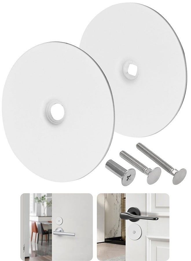Door Hole Cover Plate, 2-5/8" Round White Deadbolt and Door Knob Hole Filler with Screws - Image 1