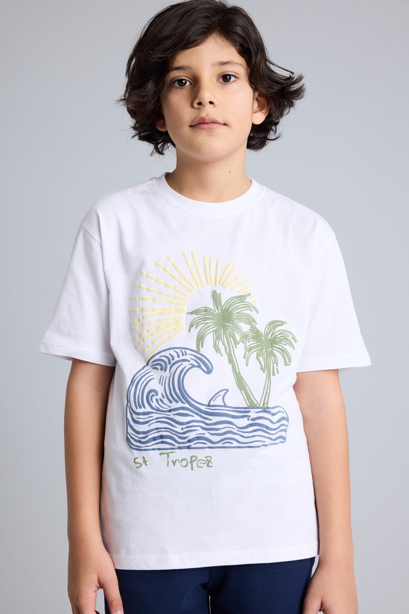 DeFacto White Boy Boy New Regular Fit Short Sleeve T-Shirt Casual - Image 3