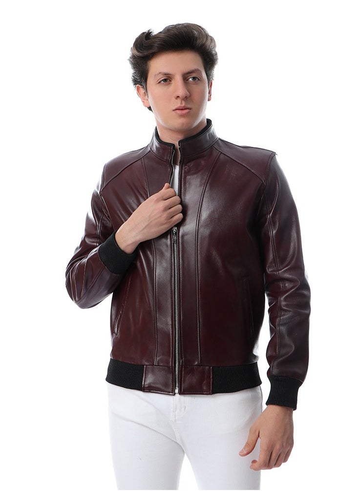 Generic Top leather (T22) Men's Real Leather Bomber Casual Jacket  - Image 3