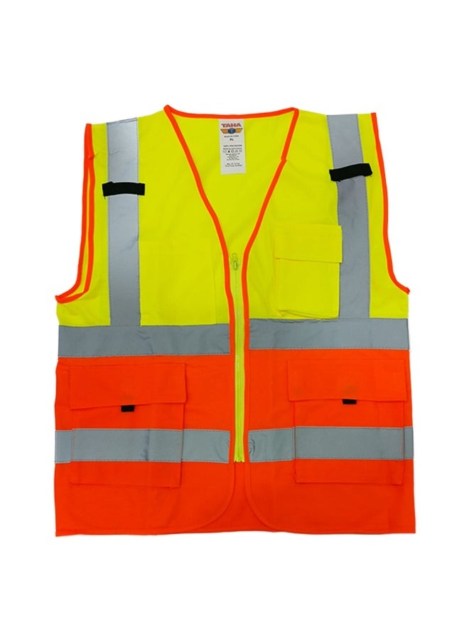TAHA High-Visibility Safety Jacket | 2-Color Safety Vest for Industrial Use, Cycling & Biking & General use |  Yellow & Orange | Size-XL  - Image 1