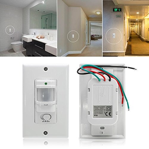 Sensky BS033C 110v Motion Sensor Light Switch, 180 Degree View Occupancy Sensor Switch, Wall Sensor Switch Light Sensor,Single Pole (Neutral Wire Required), White - Image 3