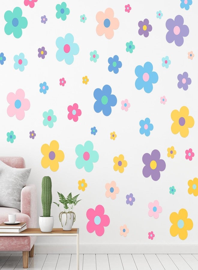 تاوباري 288 قطعة من ملصقات جدارية على شكل زهور لطيفة من طراز Y2k، ملصقات جدارية ملونة على شكل زهور، ملصقات فينيل سهلة اللصق، ملصقات أنيقة على طراز الهيبي، ديكور جداري جمالي على شكل زهور لغرف الأطفال والمراهقين (ألوان أنيقة). - Image 1