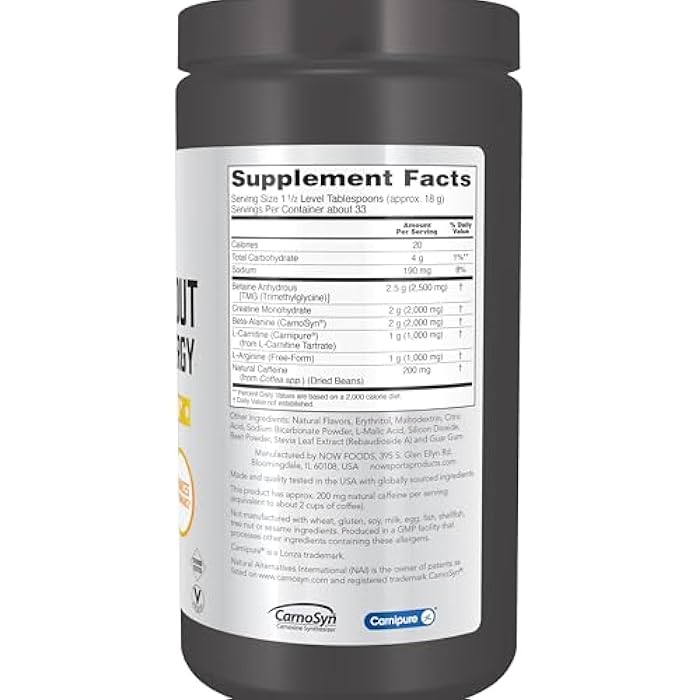 Now Sports, Pre-Workout Advanced Energy Powder – Energy, Endurance, Muscle Recovery, for Men & Women, with Beta-Alanine, Creatine, 200 mg Natural Caffeine, 33 Servings, Watermelon Flavor - Image 3