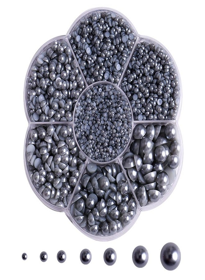 BLAAROOM 5800Pcs Half Pearls for Crafts - Flatback for Artwork Making, DIY Rhinestones Accessory Nail Art, Face Gems Jewels Flat Back Craft for Artist Creative - Silver Gray - Image 1
