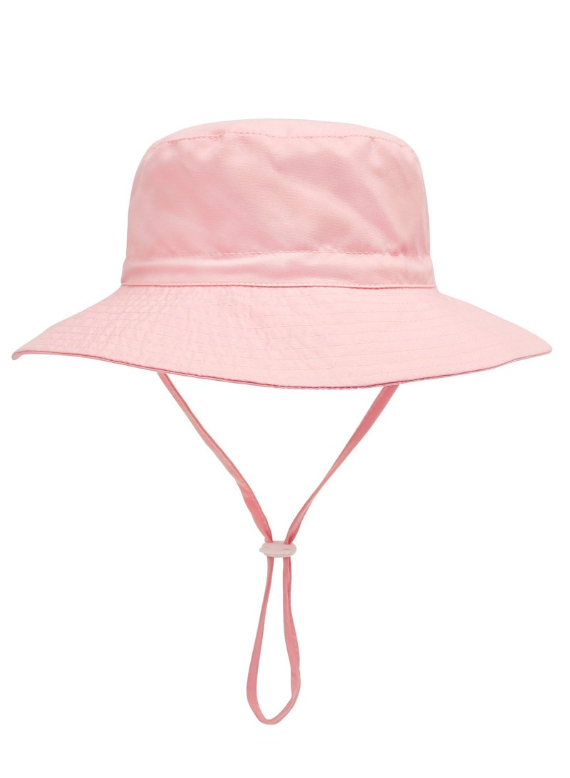 قبعة دلو الطفل الصيفي قبعة واسعة الحواف قابل للتعديل قبعات الشاطئ للأولاد والبنات للحماية من أشعة الشمس قبعات أطفال قبعة الشاطئ (وردي-م) - Image 1