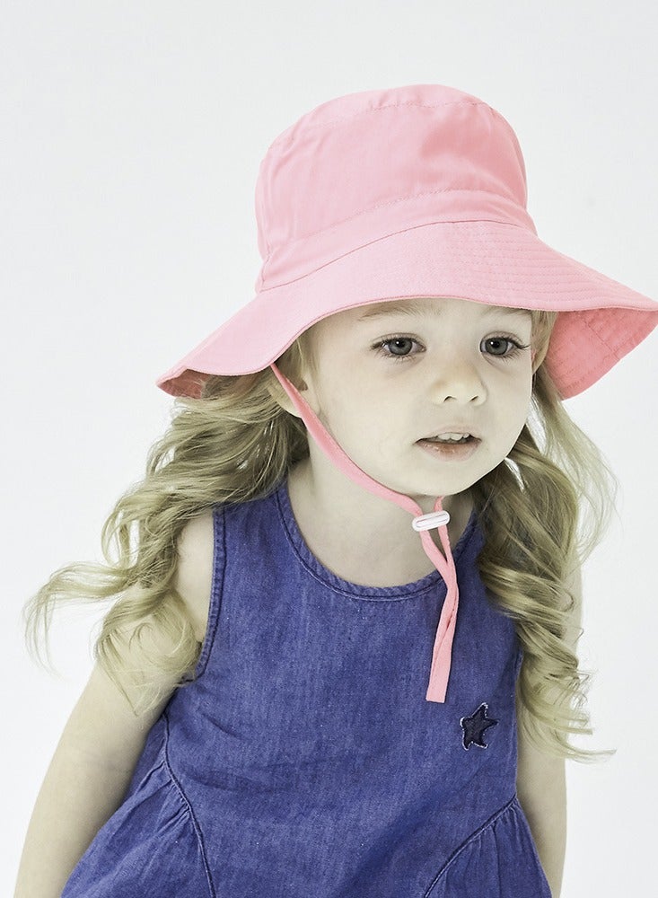 قبعة دلو الطفل الصيفي قبعة واسعة الحواف قابل للتعديل قبعات الشاطئ للأولاد والبنات للحماية من أشعة الشمس قبعات أطفال قبعة الشاطئ (وردي-م) - Image 4