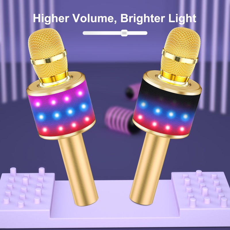 BONAOK Karaoke Microphone for Kids & Adults - Bluetooth Microphones Singing Mic with Disco Lights, Echo Effect, Built-in Speaker Portable Karaoke Player for Party Travel Gifts Q78(Gold) - Image 5