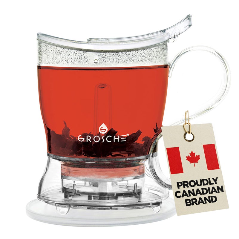 GROSCHE Aberdeen Tea Infuser Teapot & Smart Tea Maker - BPA-Free, Drip-Free Design | Coaster | Easy Brew | Easy Clean Steeper | Loose Leaf Brewing - Stylish Design | 17.7 oz - 1000 ml - Image 1