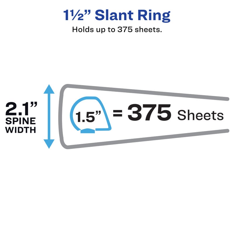 Avery Heavy-Duty View 3 Ring Binder, 1.5" One Touch Slant Rings, Holds 8.5" x 11" Paper, 1 Black Binder (05400) - Image 2