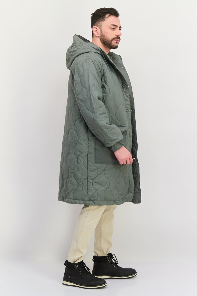 Asos Design Men Hooded Quilted Jacket, Grey - Image 3