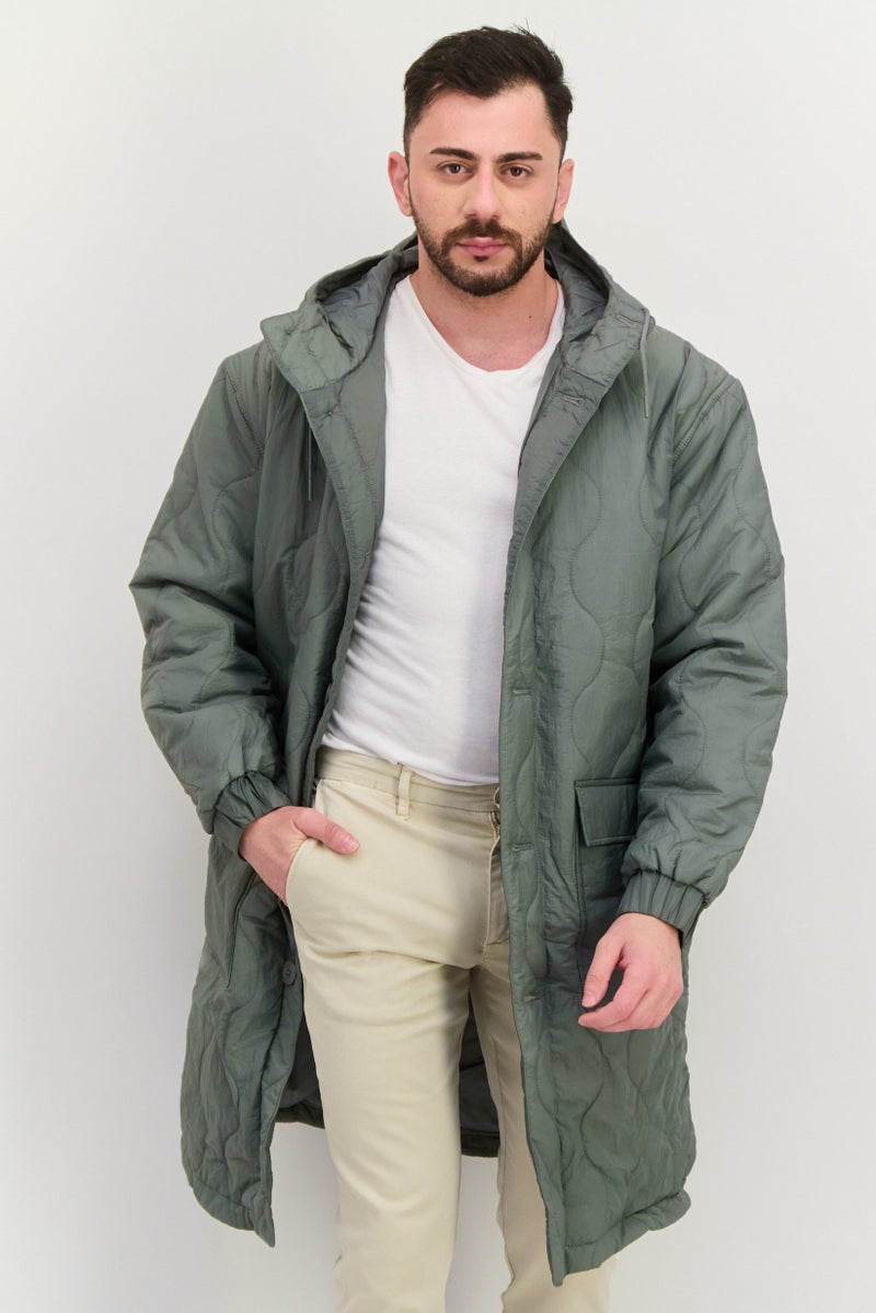Asos Design Men Hooded Quilted Jacket, Grey - Image 1
