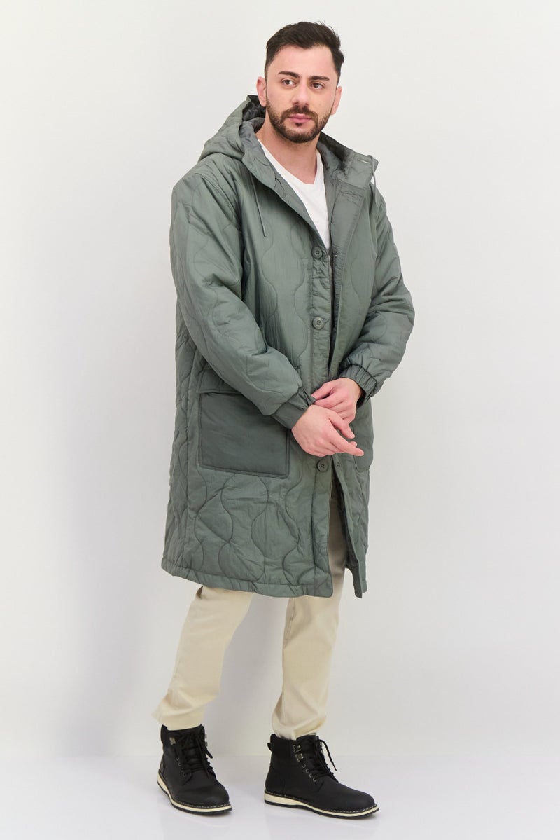 Asos Design Men Hooded Quilted Jacket, Grey - Image 2