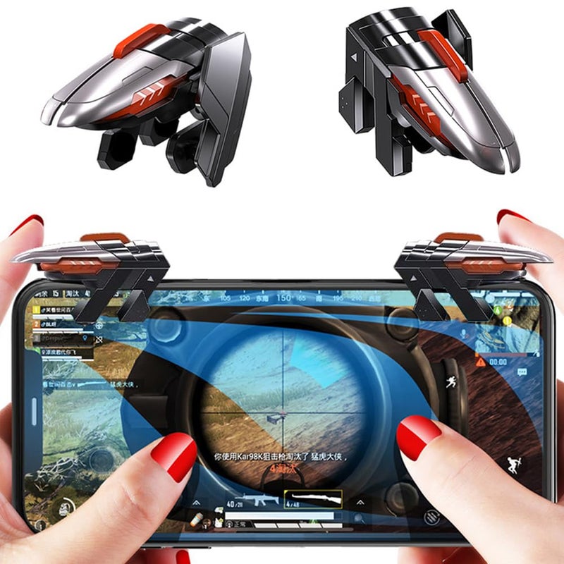Rakizbe PUBG Mobile Game Triggers - 4 Triggers [6 Finger Operation] High Sensitive Shoot Aim Gaming Controller Gamepad Grip Joysticks Buttons - Image 1