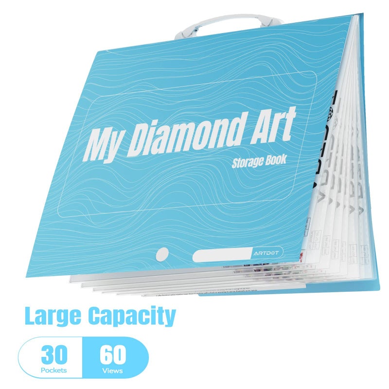 ARTDOT A2 Storage Book for Diamond Art Kits, Diamond Art Portfolio Folder with 30 Pocket Slevees Protectors (39.7 x 56cm) - Image 2