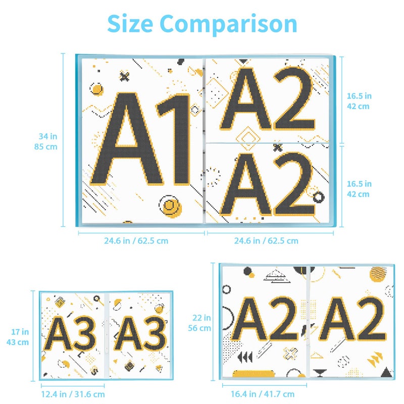 ARTDOT A2 Storage Book for Diamond Art Kits, Diamond Art Portfolio Folder with 30 Pocket Slevees Protectors (39.7 x 56cm) - Image 5