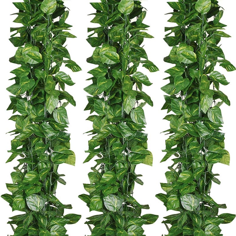 ZWYOQI 168 feet Artificial Vines Greenery Garland Fake Hanging Leaves Faux Foliage Plants for Wedding Party Garden Home Kitchen Office Wall Decorations Scindapsus24 Strands
