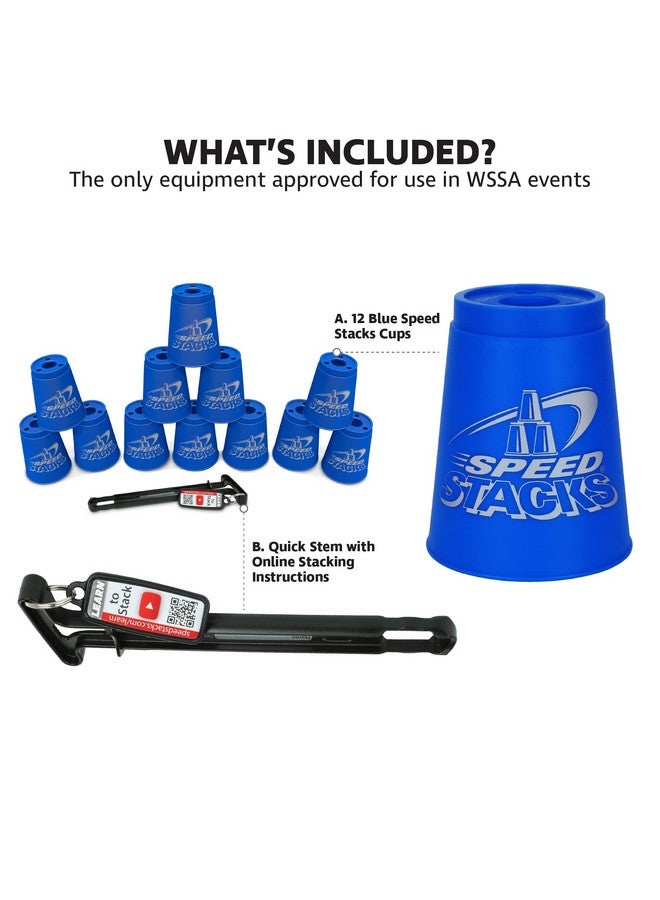 SPEED STACKS | Official Sport Stacking Set, Blue - 12 Cups And Holding Stem | Top Grade Materials, Low Friction | Wssa Approved - Image 2