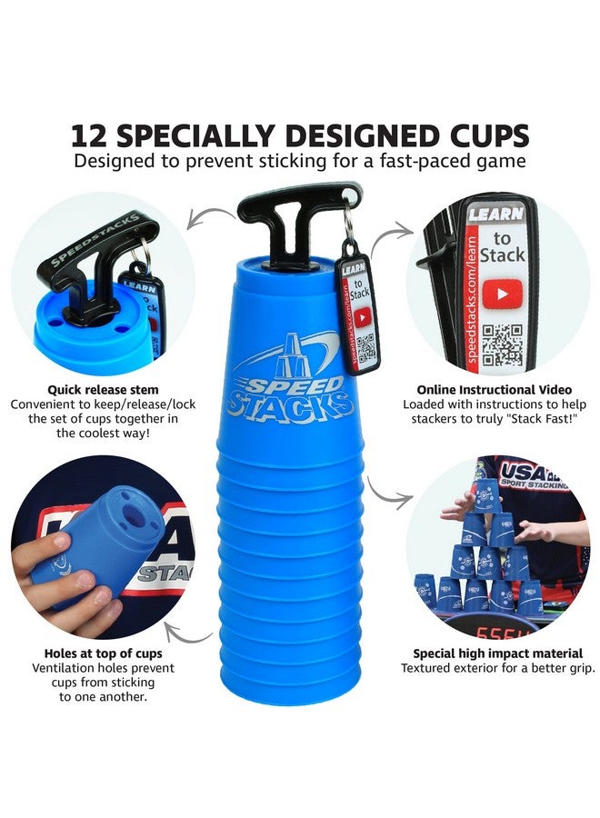 SPEED STACKS | Official Sport Stacking Set, Blue - 12 Cups And Holding Stem | Top Grade Materials, Low Friction | Wssa Approved - Image 4