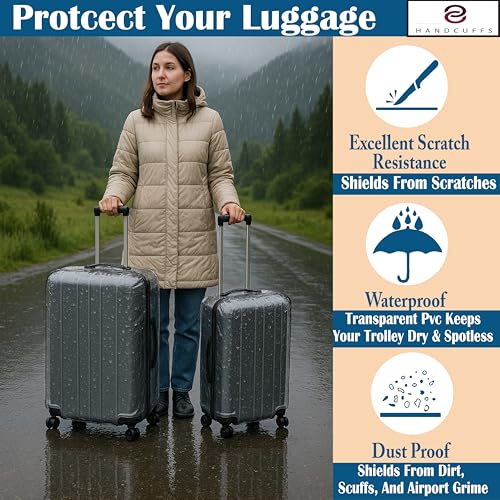 Handcuffs Transparent Luggage Trolley Protective Covers PVC Waterproof Travel Bag Suitcase Cover (32 Inches) (22" X 13.8" X 29.9") - Image 4