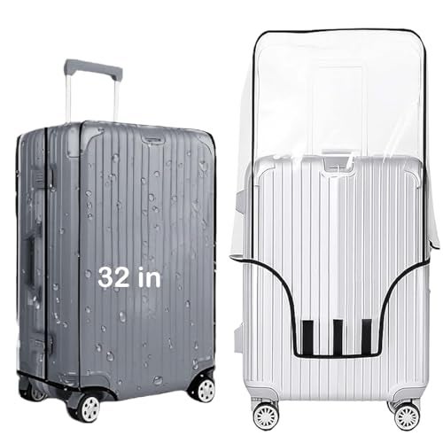 Handcuffs Transparent Luggage Trolley Protective Covers PVC Waterproof Travel Bag Suitcase Cover (32 Inches) (22" X 13.8" X 29.9") - Image 1
