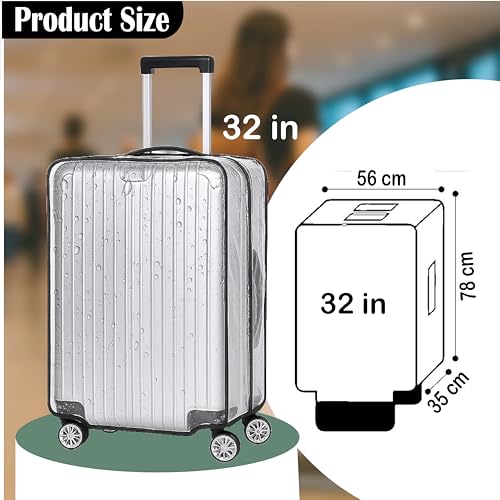 Handcuffs Transparent Luggage Trolley Protective Covers PVC Waterproof Travel Bag Suitcase Cover (32 Inches) (22" X 13.8" X 29.9") - Image 3