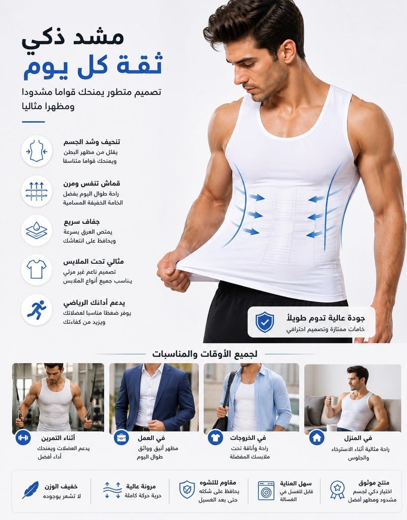 ريلاكس سمارت فيست حزام تنحيف للرجال – قطعتان مشد الجسم والخصر لتصحيح القوام ودعم الظهر أثناء التمرين أو الاستخدام اليومي - Image 4